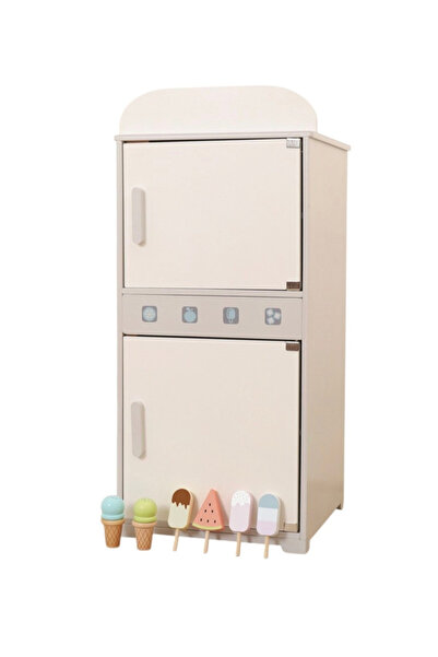 Krista Frigider și congelator, cu accesorii, lemn, alb-crem