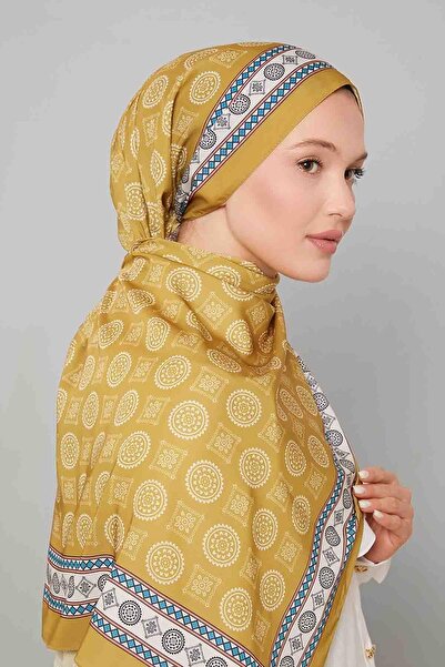 Levidor Yağ Yeşili Motif Desen Club Şal