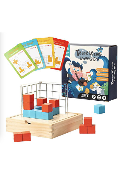 Krista Cutie de învățare 3D din lemn cu 50 de cărți și cuburi