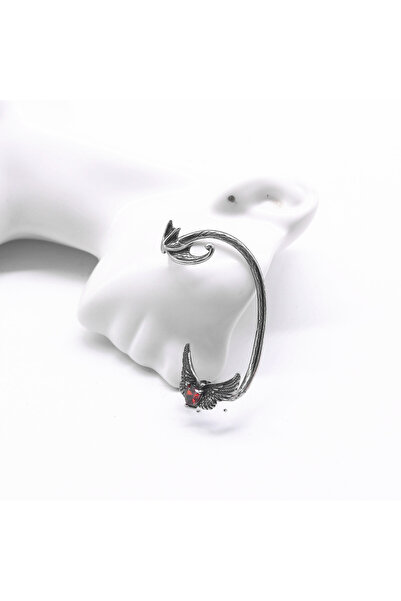 Viking Ear Cuff Zircon Heart Wing Design Nail Model S+ Quality 316L Stainless Tarnish-Free Steel Earring Single Piece