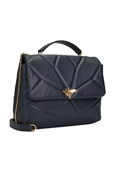 Posete Fagaras Poseta Piele Marva - Bleumarin, 3 Compartimente, 1 Buzunar, Ba...