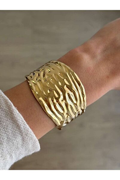 İREM YILDIZ Kapartmalı Desen Gold Kelepçe