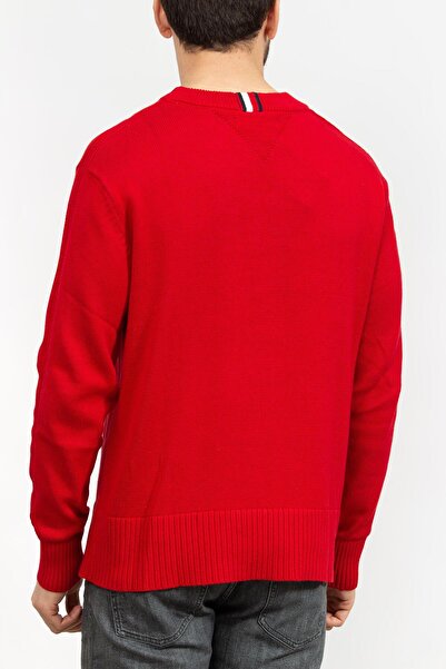 Tommy Hilfiger Erkek Marka Logo Detaylı Regular Fit Uzun Kollu Kırmızı Kazak MW0MW33505-XLG