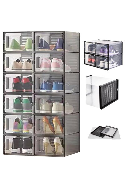 OEM Set of 6 magnetic shoe storage boxes, easy to assemble, 31 x 21.5 x 12.5 cm