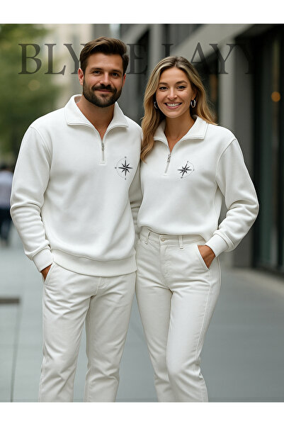 BLYDE LAYY Pusula cu imprimeu Set de 2 hanorace pentru cuplu