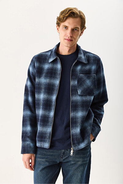 VENA Ανδρικό μπουφάν με φερμουάρ μπροστά - Μπλε ναυτικό