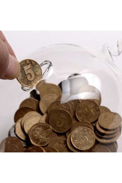 zola Glass piggy bank, transparent, 12.5 x 18.5 x 12 cm