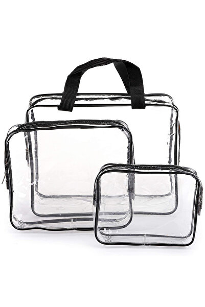 zola Set of 3 cosmetic bags for organization, transparent, with zipper, waterproof
