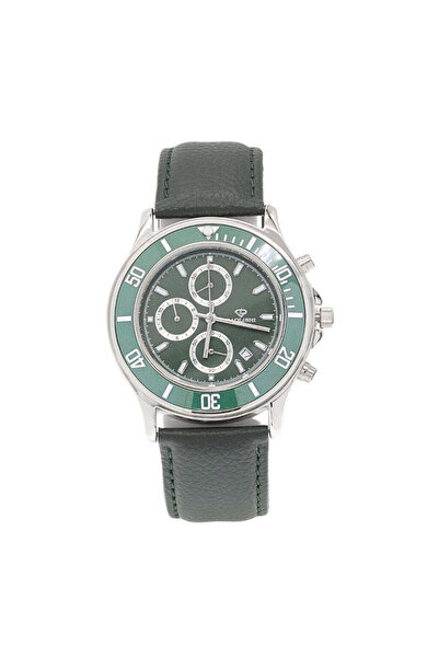 Bijuteria SORELLY Silver Men's Watch with Green Leather Strap