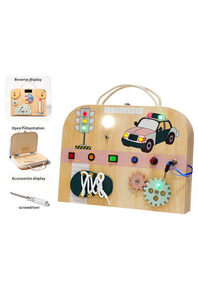 Krista Joc Montessori Busy Board Traffic, dublu, cu 8 activități, din lemn