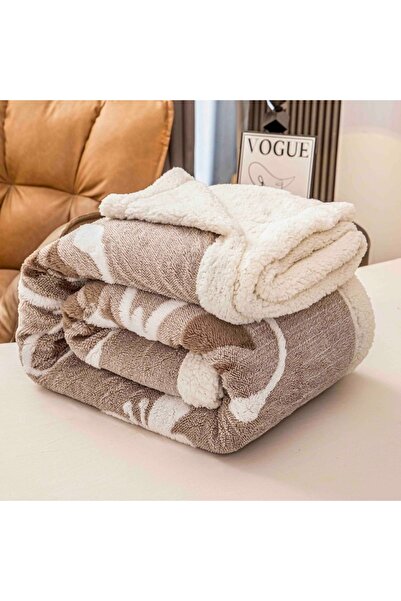 Cocolino 3D Fur Blanket – Butterfly Print, 200×230 cm-CAPPUCCINO