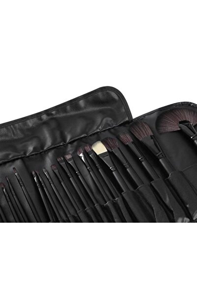 zola Σετ 24 πινέλων μακιγιάζ, τσάντα αποθήκευσης, συνθετικές τρίχες, μαύρο