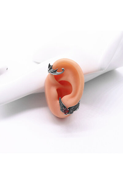 Viking Ear Cuff Zircon Heart Wing Design Nail Model S+ Quality 316L Stainless Tarnish-Free Steel Earring Single Piece