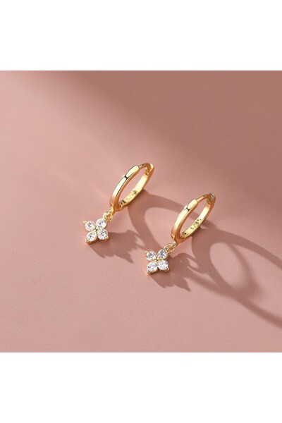 Choice15 Earring-gold ANENJERY Delicate Zircon Four Leaf Grass Bracelets For ...