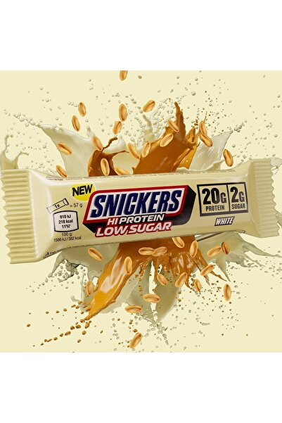 Snickers سنيكرز بروتين بار بالشوكولاتة البيضاء منخفض السكر White Chocolate Low Sugar Hi-Protein Bar 12x57g