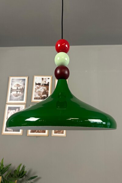 Bamyum Champion Yeşil Renkli Boncuk Başlık Tekli Avize Sarkıt Salon Mutfak Aydınlatma Avizeler