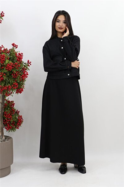 Armine Sim Detaylı Etekli Takım - Siyah