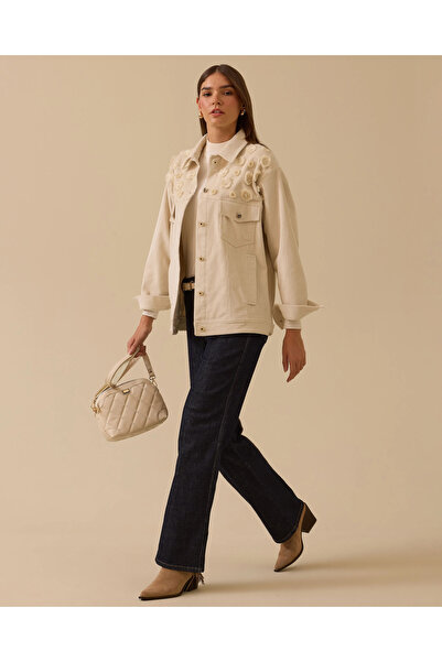 SEÇİL Bead Detailed Velvet Jacket with Pockets