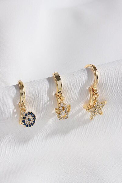 LA PERRY ACCESSORIES 3 Star Gold Earrings