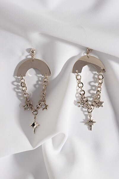 LA PERRY ACCESSORIES أقراط ذهبية متدلية على شكل نجمة مع سلسلة