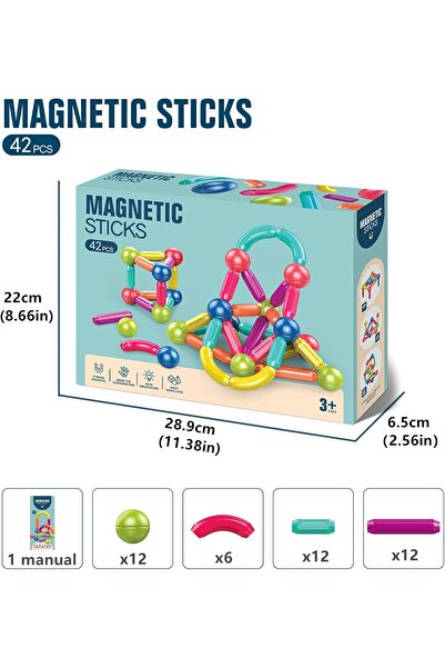 magnatic stick مجموعة ألعاب الحديقة من كرات وعصي مغناطيسية، 42 قطعة - مكعبات ...