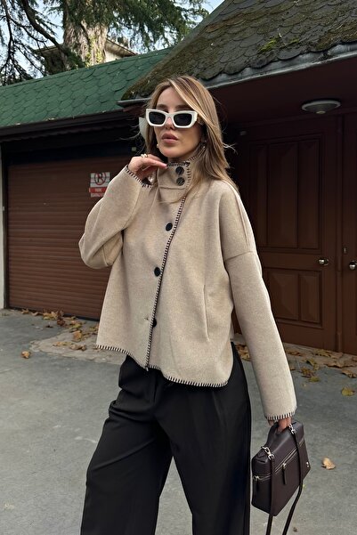 Laluvia Jachetă bej cu cusături - 85165