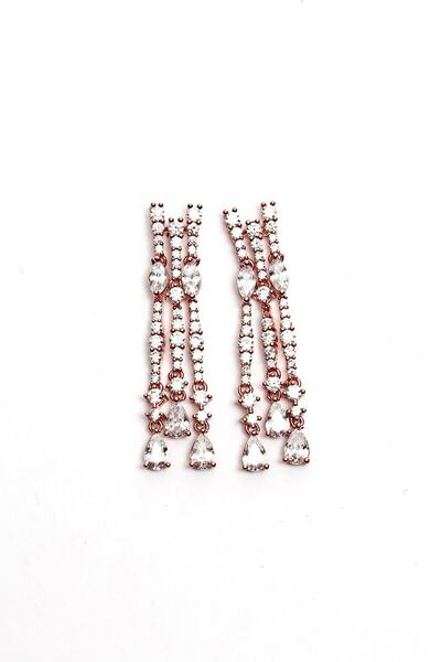 LA PERRY ACCESSORIES أقراط فستان السهرة بحجر الزركون الوردي