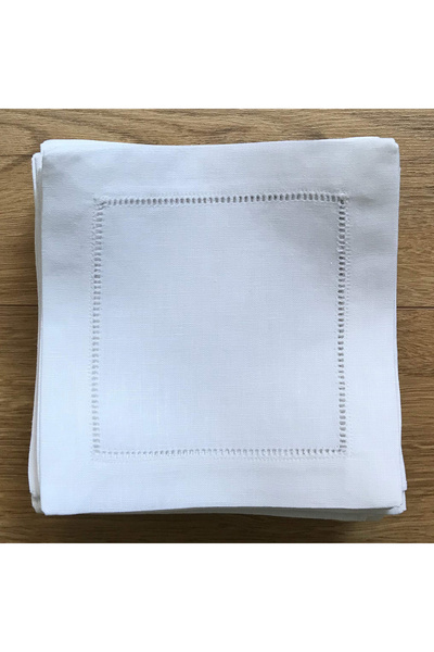 Blythornix Cloth Napkins, White Kitchen Linen Cocktail Napkin Square Party Coaster Set 12 Packs 15 x 15 cm