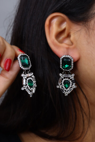 LA PERRY ACCESSORIES أقراط سهرة مرصعة بالأحجار الكريمة الكبيرة