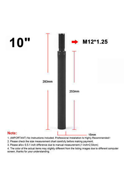 Choice1 10inch and M12X1.25 2‘’ 3‘’ 3.5‘’ 4‘’ 10'' Aluminum Shift Knob Extend...