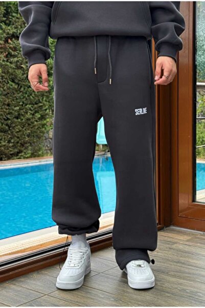 serline Χειμερινή-Serline Premium Ρυθμιζόμενη Φόρμα Φούτερ με Φαρδύ Πόδι