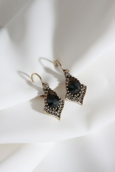 LA PERRY ACCESSORIES Koyu Yeşil Taşlı Otantik Küpe