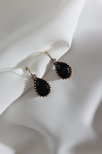 LA PERRY ACCESSORIES أقراط أصلية كبيرة الحجم مرصعة بالأحجار السوداء