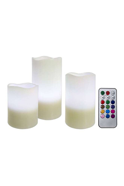 HALAMODO شمعة بيضاء LED مع جهاز تحكم عن بعد مكونة من 3 قطع