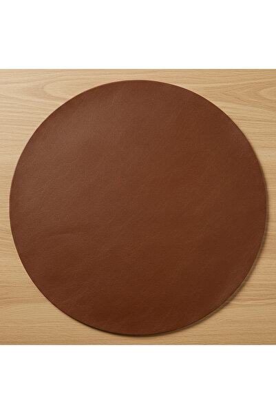 Grand Fine Art 6 Kişilik 12 Parça Kahverengi Yuvarlak Deri Amerikan Servis Supla 33x33 cm-Kolay Silinir Supla