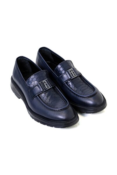 Velvarde Buckle Loafer Navy Blue Shoes