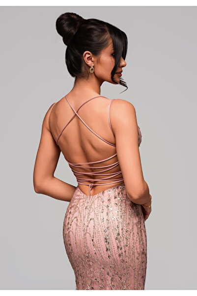 OMBRE Βραδινό φόρεμα LA-OM-DLR165 - ροζ