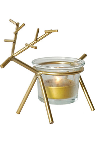 HALAMODO حامل شموع حديدي ذهبي نورديك 13 سم مصباح رومانسي