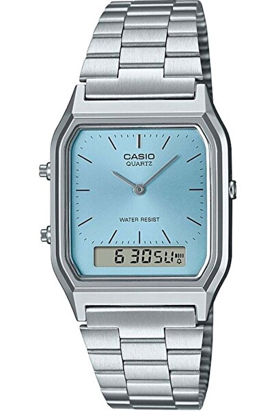 Casio Quartz AQ-230A-2A1MQY Blue Dial Unisex Analog Digital Wrist watch with Stainless Steel Strap, Vintage