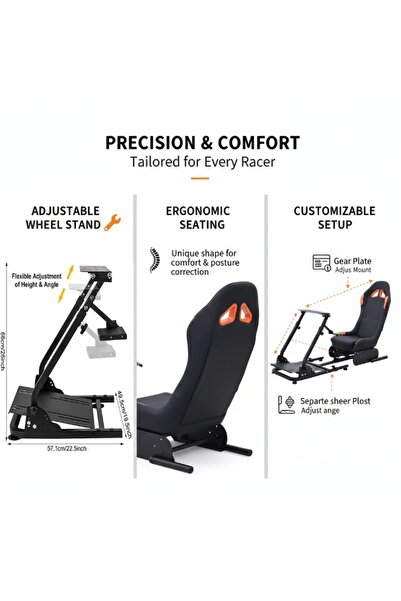 FlashHawk Racing Wheel Stand with Seat, Racing Gaming Chair Driving Cockpit for All Logitech G923 | G29 | G920
