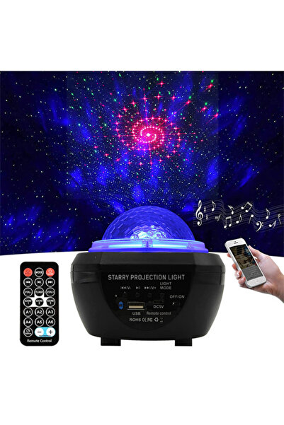 HALAMODO جهاز عرض ضوء النجوم باللونين الأسود والأزرق مع جهاز تحكم عن بعد - 17...