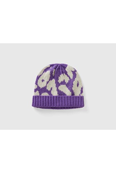 United Colors of Benetton قبعة صوفية بطبعة حيوانية للبنات