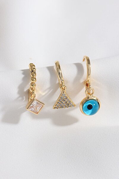 LA PERRY ACCESSORIES 3-Piece Gold Earrings with Charm Figure