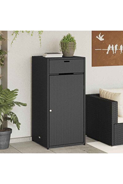 vidaxl Garden Storage Cabinet Black 55x55x111 cm Poly Rattan