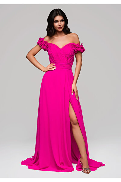 OMBRE Βραδινό φόρεμα - φούξια LA-OM-DLR141