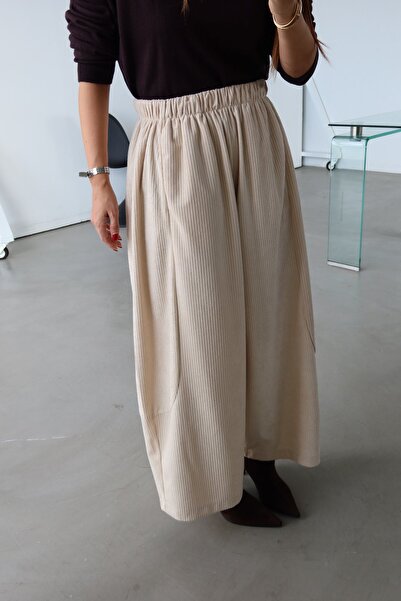 Özge Özgenç Corded Fabric Wide Fit Pants