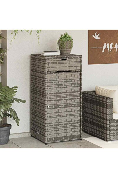 vidaxl Garden Storage Cabinet Grey 55x55x111 cm Poly Rattan