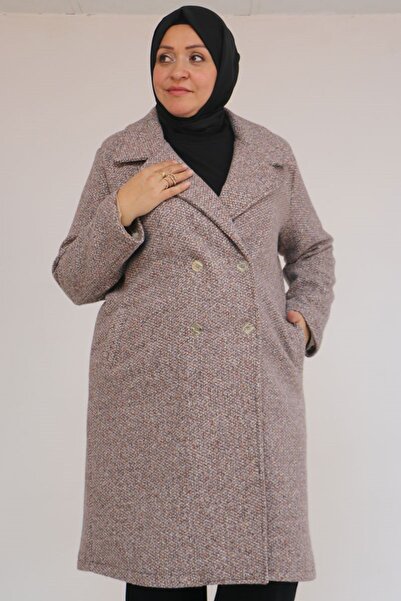 Eslina 53037 Ανδρικό παλτό με γιακά σε μεγάλο μέγεθος - Καφέ