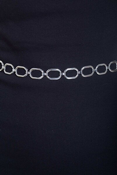 mica حزام نسائي مثقب باللون الفضي