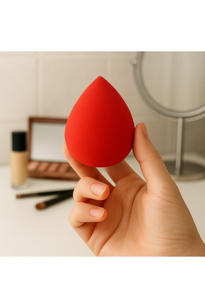 zola Makeup sponge, easy to clean, teardrop shape, 5x4 cm, red